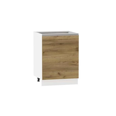 Kuchyňská skříňka s policí ADAMA - šířka 60 cm, dub craft zlatý / bílá, stříbrná úchytka, nožky 10 cm