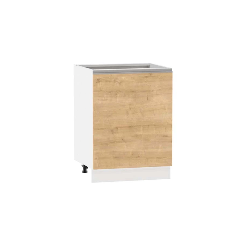 Kuchyňská skříňka s policí ADAMA - šířka 60 cm, modrý dub / bílá, stříbrná úchytka, nožky 15 cm