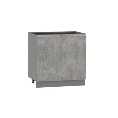 Dvoudveřová kuchyňská skříňka ADAMA - šířka 80 cm, beton světlý atelier / šedá, stříbrná úchytka, nožky 15 cm