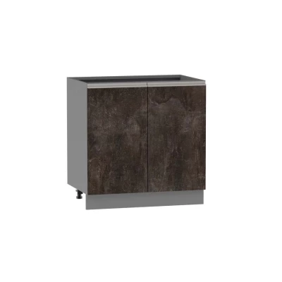 Dvoudveřová kuchyňská skříňka ADAMA - šířka 80 cm, beton tmavý atelier / šedá, stříbrná úchytka, nožky 15 cm