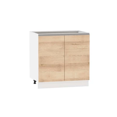 Dvoudveřová kuchyňská skříňka ADAMA - šířka 80 cm, buk artisan / bílá, stříbrná úchytka, nožky 10 cm
