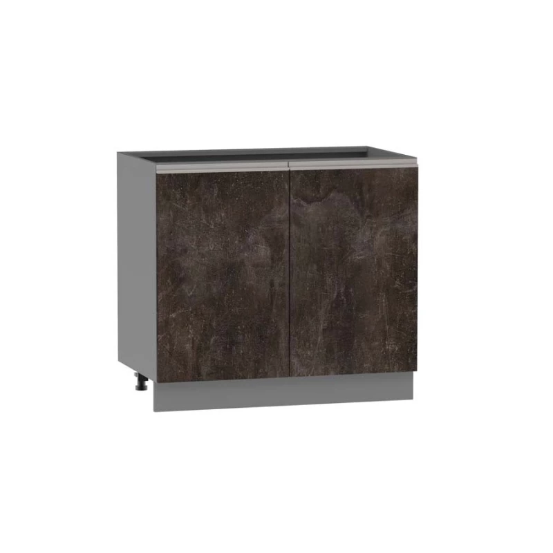 Dvoudveřová skříňka s policí ADAMA - šířka 90 cm, beton tmavý atelier / šedá, stříbrná úchytka, nožky 15 cm