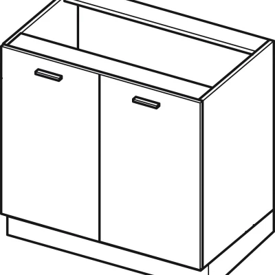Dvoudveřová skříňka s policí ADAMA - šířka 90 cm, lesklá černá / šedá, stříbrná úchytka, nožky 10 cm