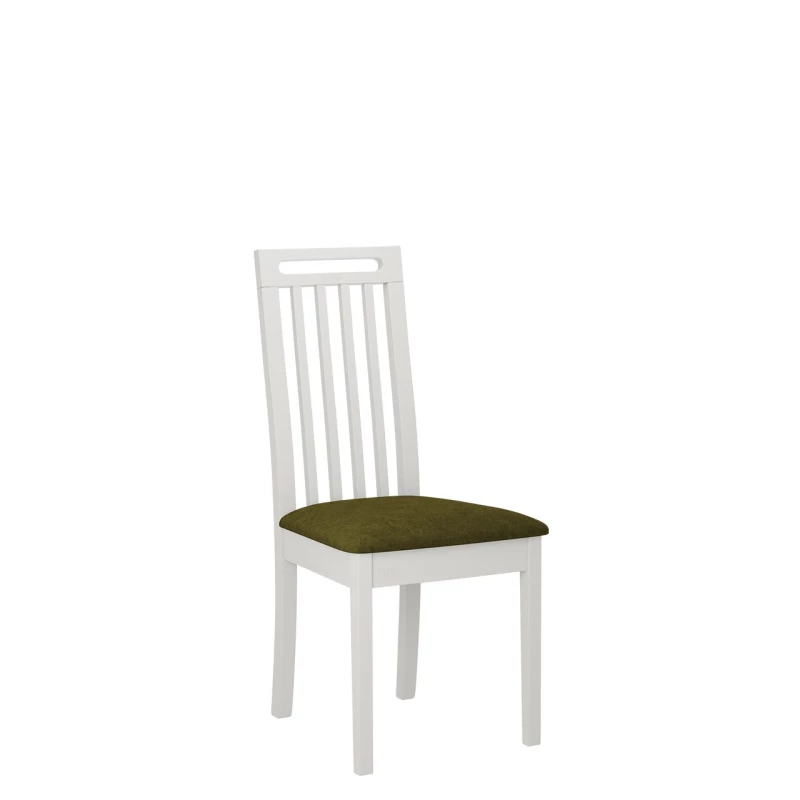 Jídelní židle s čalouněným sedákem ENELI 10 - bílá / tmavá olivová