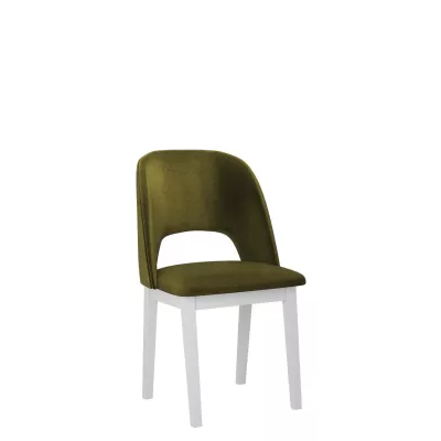 Kuchyňská čalouněná židle AFTON 2 - bílá / tmavá olivová