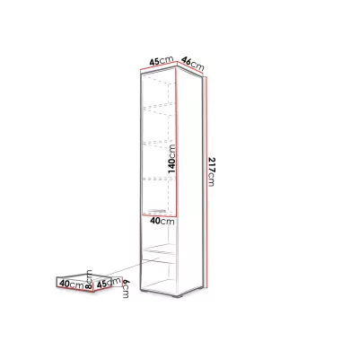 Vysoká skříňka CELENA 1 - šířka 45 cm, šedá