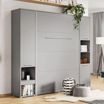 Sklápěcí postel se skříňkami 140x200 CELENA 3 - šedá