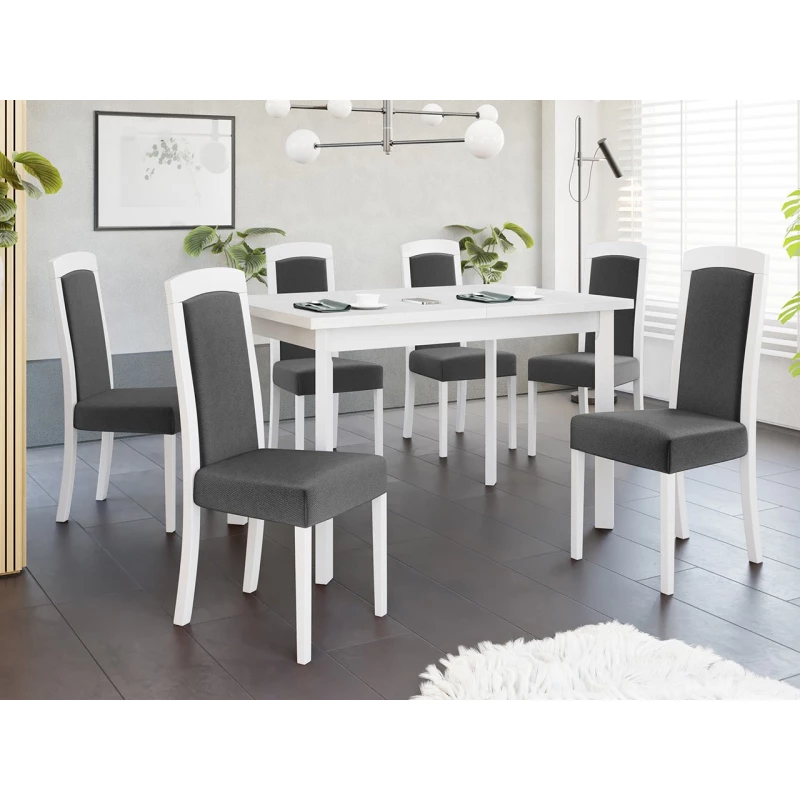 Jídelní sestava 6+1 SILLE 13 - bílá / šedá