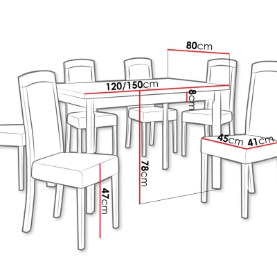 Jídelní sestava 6+1 SILLE 13 - bílá / šedá