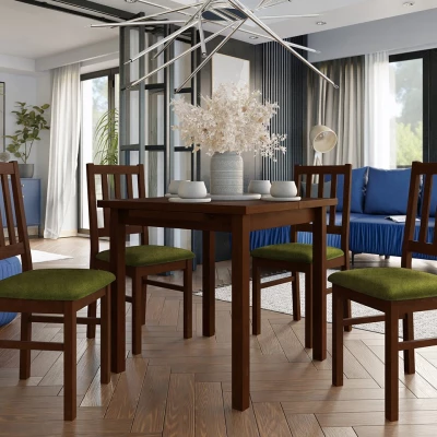 Jídelní sestava 4+1 SILLE 5 - ořech / olivová