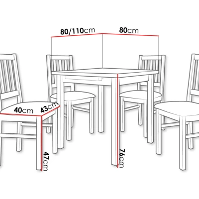 Jídelní sestava 4+1 SILLE 5 - ořech / olivová