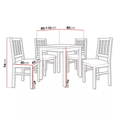 Jídelní sestava 4+1 SILLE 5 - ořech / olivová