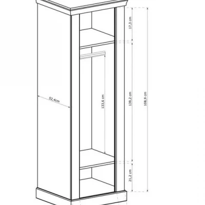 Jednodveřová skříň AILISH - šířka 67 cm, jasan světlý