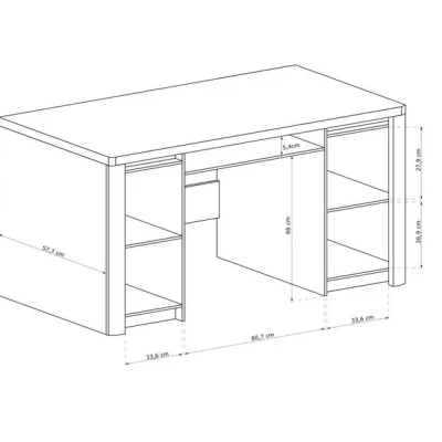 PC stolek DORITH - dub ribbeck / bílý