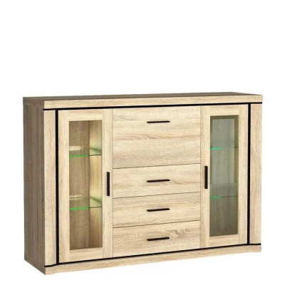 Prosklená komoda AIRA - dub sonoma