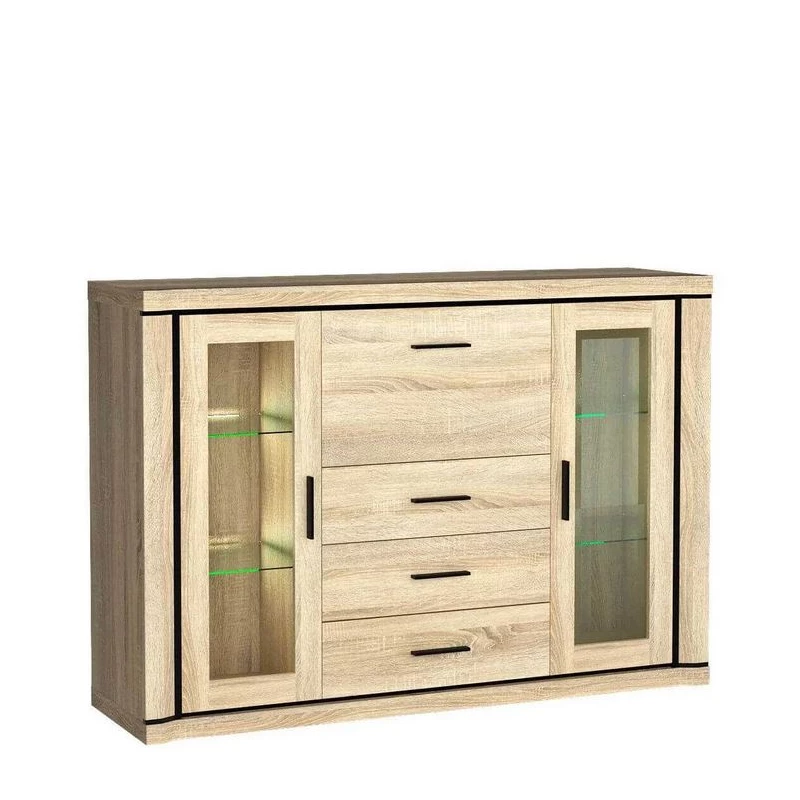 Prosklená komoda AIRA - dub sonoma