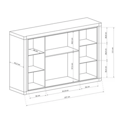 Prosklená komoda AIRA - dub sonoma