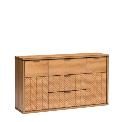 Dvoudveřová komoda se šuplíky DELA - dub karamel