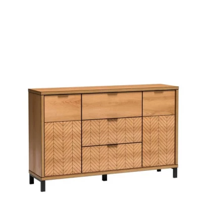 Dvoudveřová komoda se šuplíky DELA - dub karamel