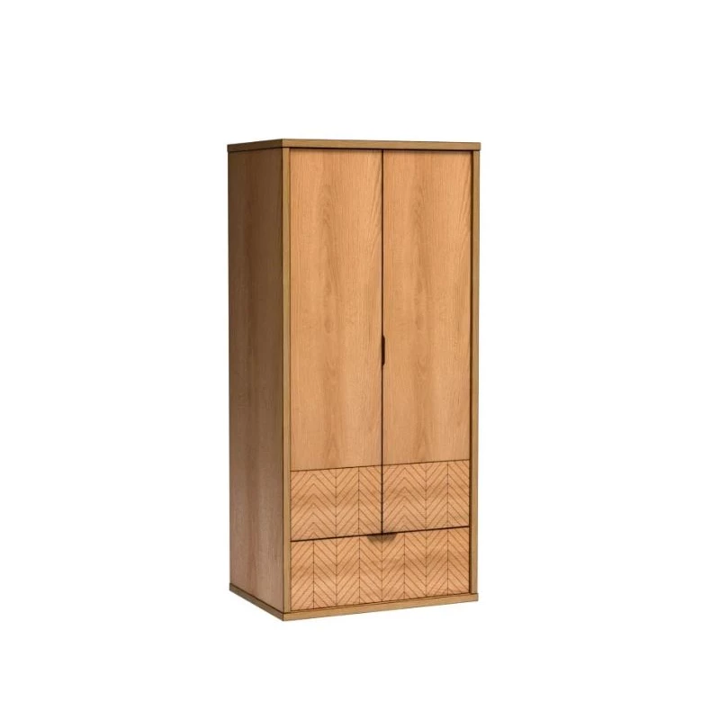 Dvoudveřová skříň se šuplíky DELA - šířka 158 cm, dub karamel