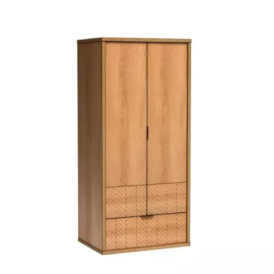 Dvoudveřová skříň se šuplíky DELA - šířka 158 cm, dub karamel