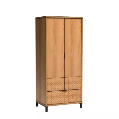 Dvoudveřová skříň se šuplíky DELA - šířka 158 cm, dub karamel
