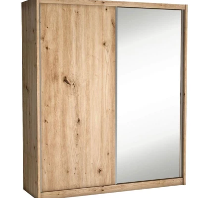 Skříň s posuvnými dveřmi se zrcadlem BERLINA 1 - šířka 208 cm, dub artisan