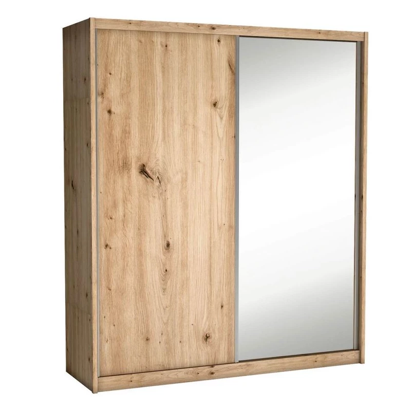 Skříň s posuvnými dveřmi se zrcadlem BERLINA 1 - šířka 208 cm, dub artisan