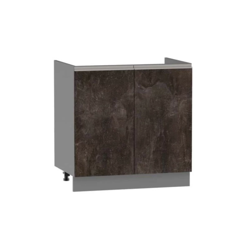 Dřezová skříňka ADAMA - šířka 80 cm, beton tmavý atelier / šedá, nožky 10 cm