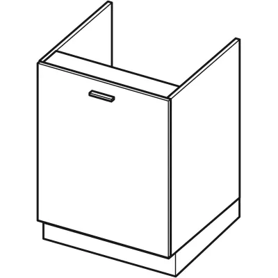 Dřezová skříňka ADAMA - šířka 60 cm, lesklá šedá / šedá, nožky 10 cm