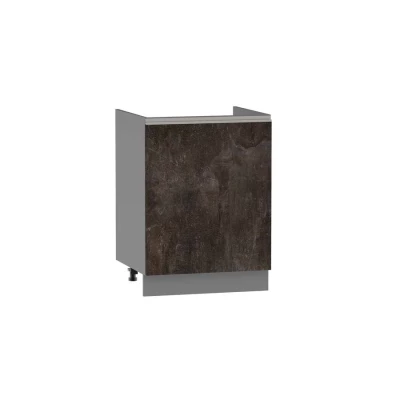 Dřezová skříňka ADAMA - šířka 60 cm, beton tmavý atelier / šedá, nožky 15 cm