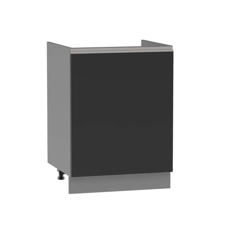 Dřezová skříňka ADAMA - šířka 60 cm, lesklá černá / šedá, nožky 15 cm