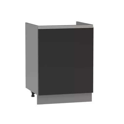 Dřezová skříňka ADAMA - šířka 60 cm, lesklá černá / šedá, nožky 15 cm
