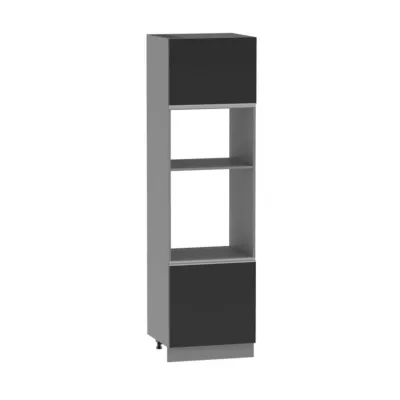 Kuchyňská skříň na vestavné spotřebiče ADAMA - šířka 60 cm, lesklá černá / šedá, nožky 10 cm