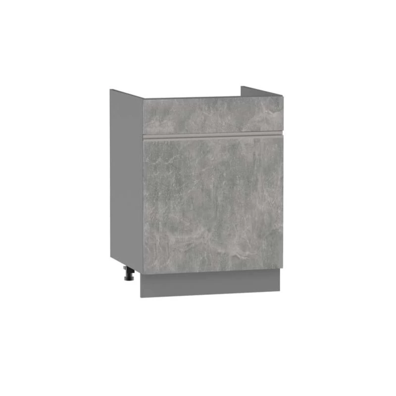 Dřezová skříňka se šuplíkem ADAMA - šířka 50 cm, beton světlý atelier / šedá, nožky 10 cm