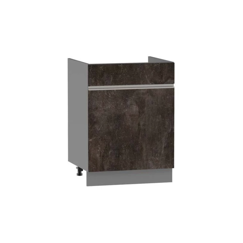 Dřezová skříňka se šuplíkem ADAMA - šířka 50 cm, beton tmavý atelier / šedá, nožky 10 cm