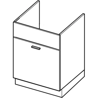 Dřezová skříňka se šuplíkem ADAMA - šířka 50 cm, lesklá bílá / bílá, nožky 10 cm