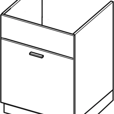 Dřezová skříňka se šuplíkem ADAMA - šířka 50 cm, lesklá bílá / bílá, nožky 15 cm