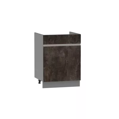 Dřezová skříňka se šuplíkem ADAMA - šířka 60 cm, beton tmavý atelier / šedá, nožky 10 cm