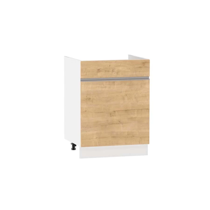 Dřezová skříňka se šuplíkem ADAMA - šířka 60 cm, modrý dub / bílá, nožky 10 cm