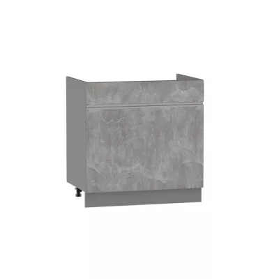 Dřezová skříňka se šuplíkem ADAMA - šířka 80 cm, beton světlý atelier / šedá, nožky 10 cm