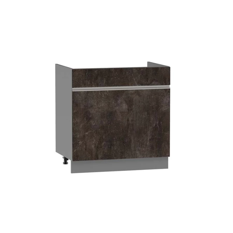 Dřezová skříňka se šuplíkem ADAMA - šířka 80 cm, beton tmavý atelier / šedá, nožky 10 cm