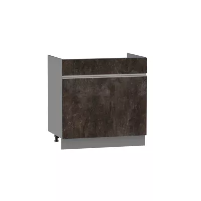 Dřezová skříňka se šuplíkem ADAMA - šířka 80 cm, beton tmavý atelier / šedá, nožky 15 cm