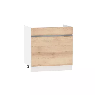 Dřezová skříňka se šuplíkem ADAMA - šířka 80 cm, buk artisan / bílá, nožky 15 cm