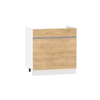 Dřezová skříňka se šuplíkem ADAMA - šířka 80 cm, modrý dub / bílá, nožky 10 cm