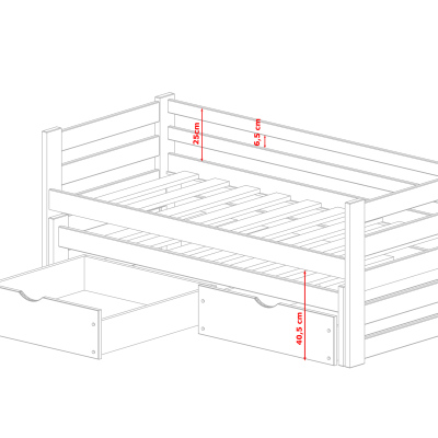 VÝPRODEJ - Dětská postel s přistýlkou FILIPA - 90x200, šedá