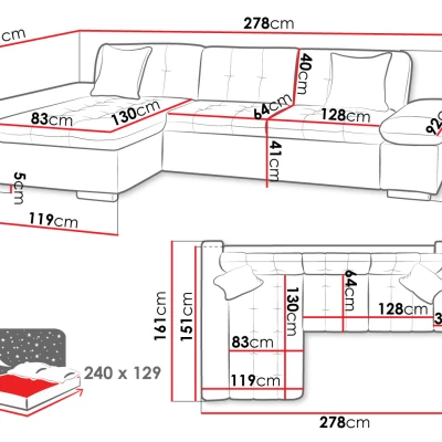 Rohová sedačka na každodenní spaní MARLA - tmavá zelená, pravý roh