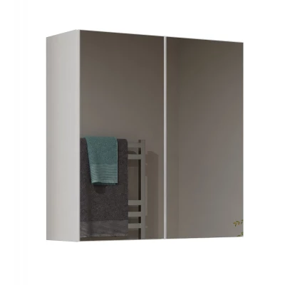 Koupelnová horní dvoudveřová skříňka se zrcadlem MARGO - bílá