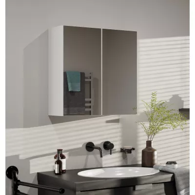 Koupelnová horní dvoudveřová skříňka se zrcadlem MARGO - bílá