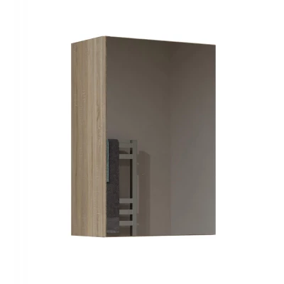 Koupelnová horní jednodveřová skříňka se zrcadlem MARGO - dub sonoma